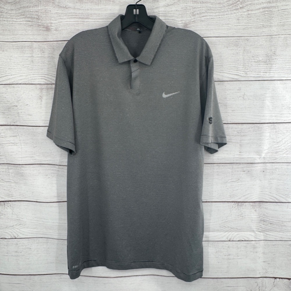 Nike Dri-FIT Tiger Woods Collection Golf Polo Shirt Striped Medium Performance